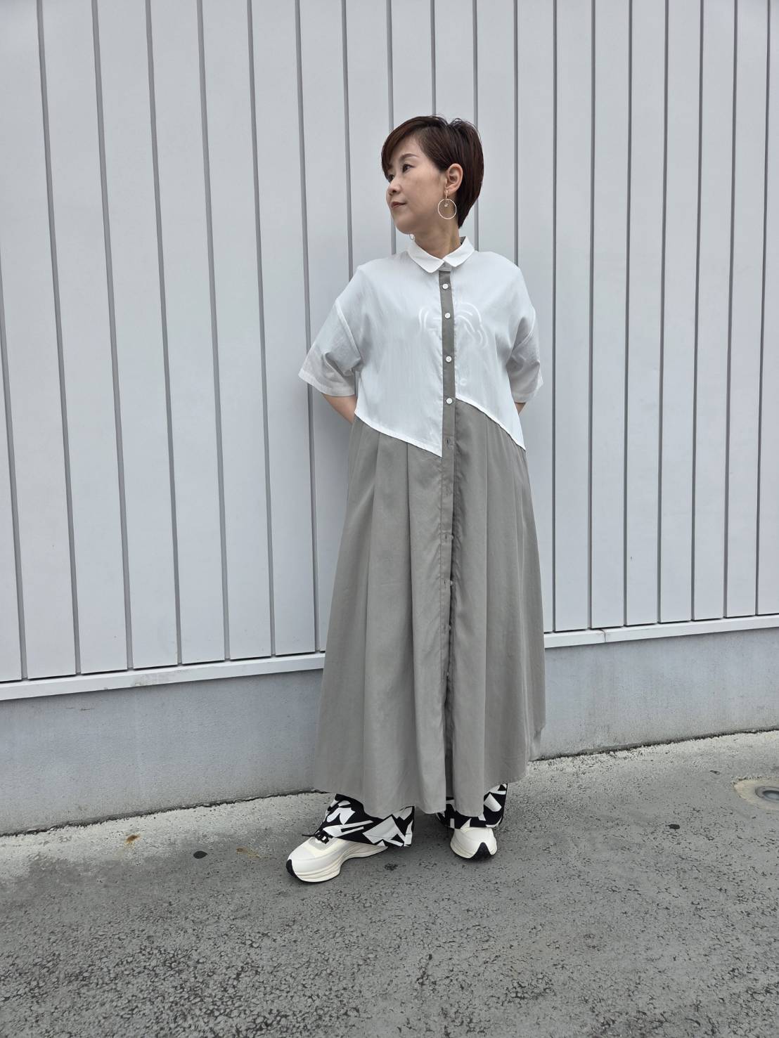 バイカラーワンピース