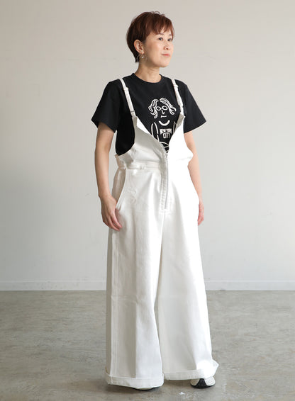 前ファスナーデニムサロペット