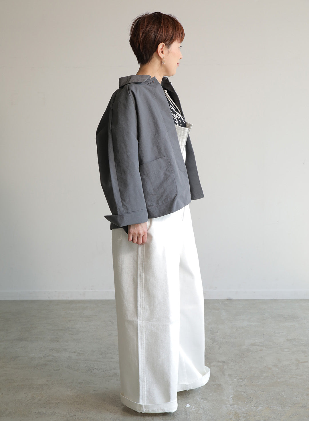 前ファスナーデニムサロペット