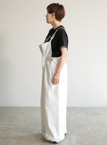 前ファスナーデニムサロペット