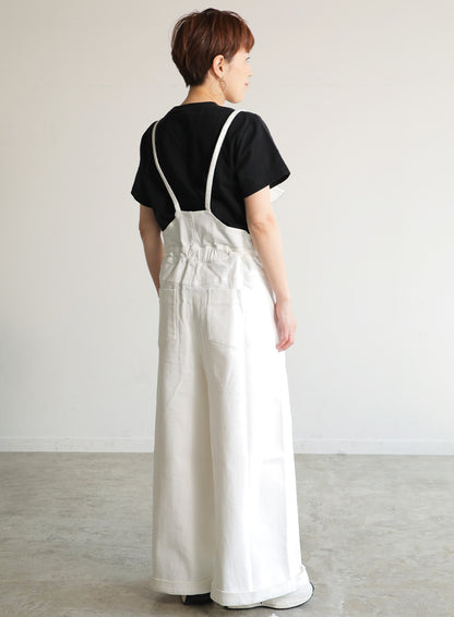 前ファスナーデニムサロペット