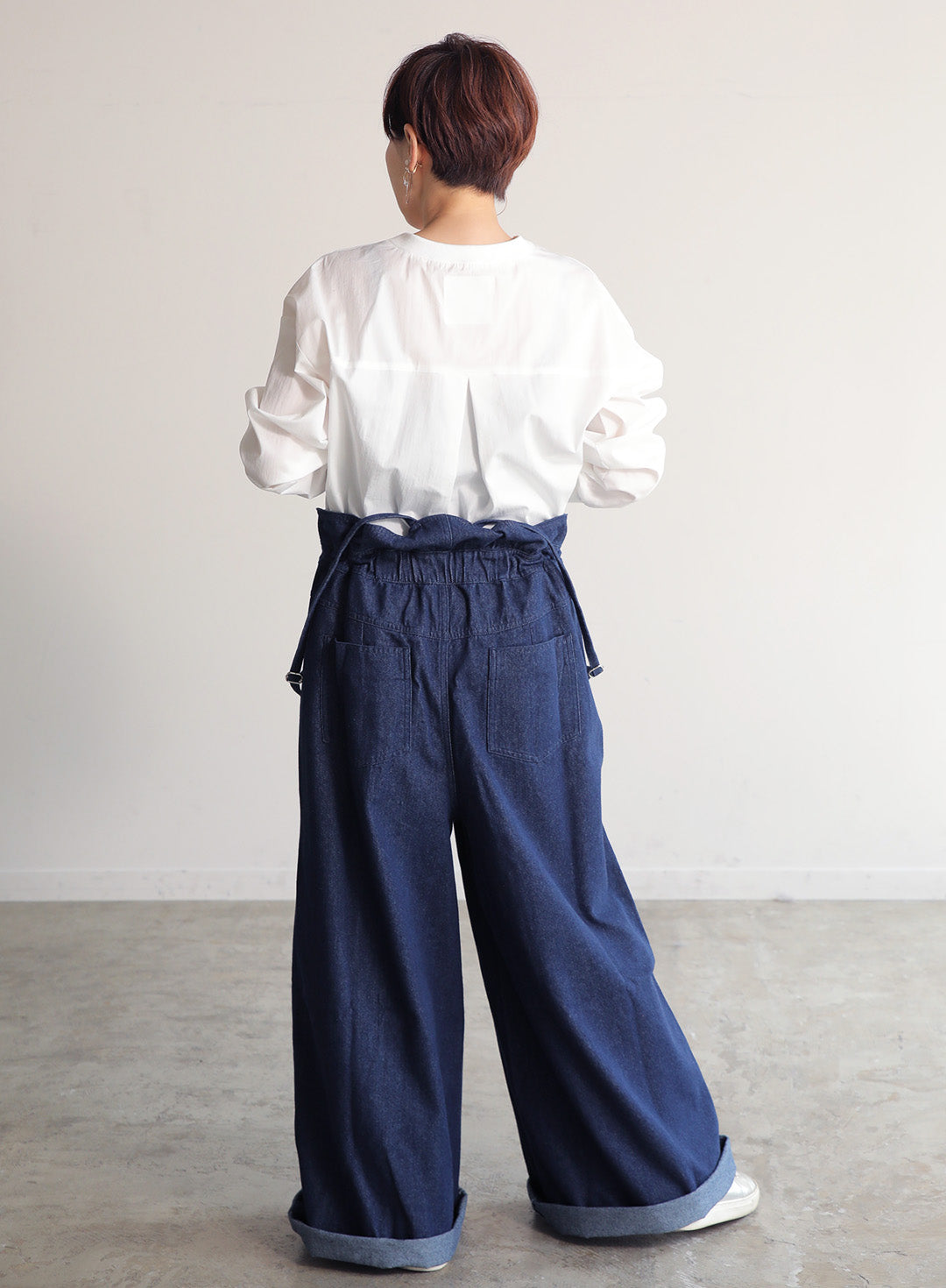 前ファスナーデニムサロペット