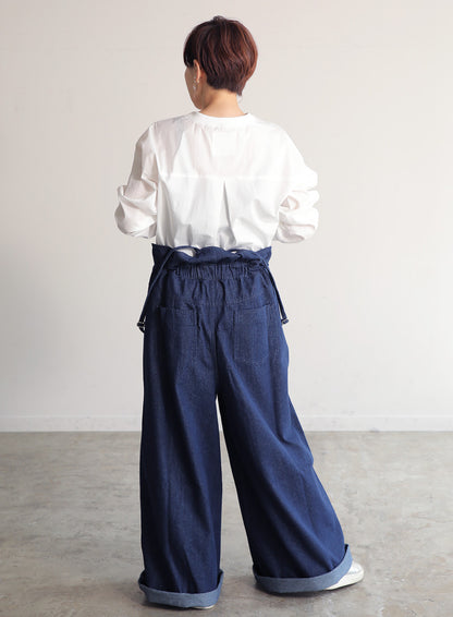 前ファスナーデニムサロペット