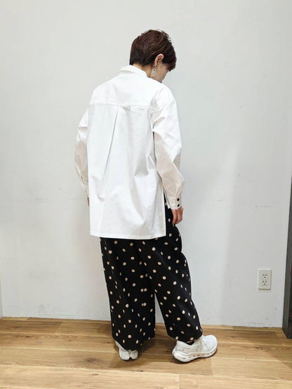 片プリーツドットパンツ
