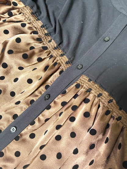 異素材スタンドカラーブラウス