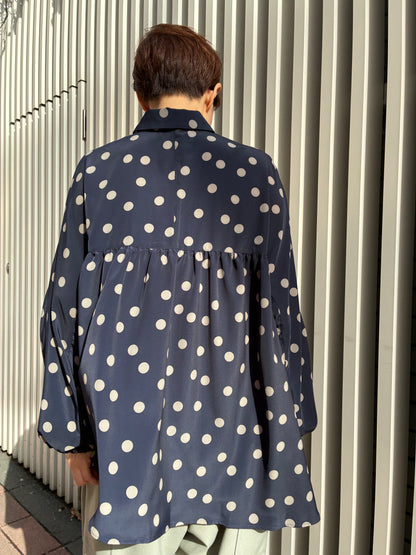 アシンメトリーギャザーブラウス