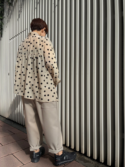 アシンメトリーギャザーブラウス