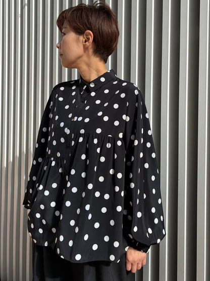 アシンメトリーギャザーブラウス