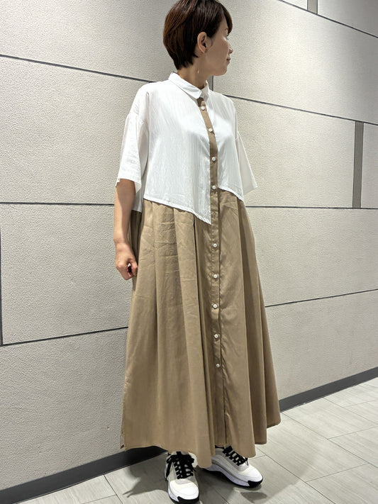 バイカラーワンピース