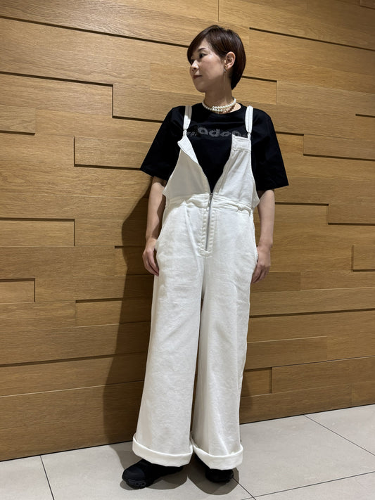 前ファスナーデニムサロペット