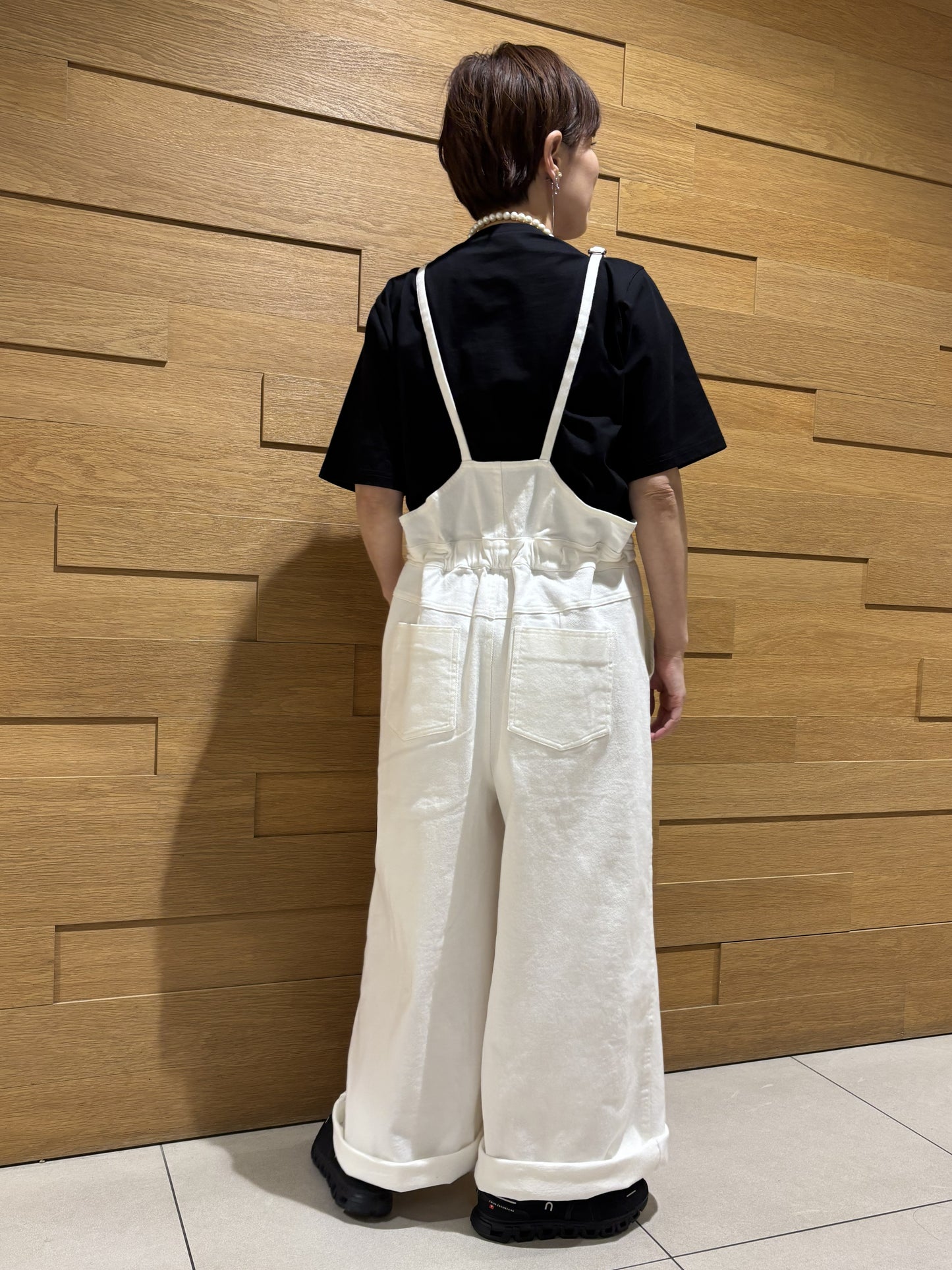 前ファスナーデニムサロペット