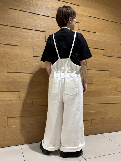 前ファスナーデニムサロペット