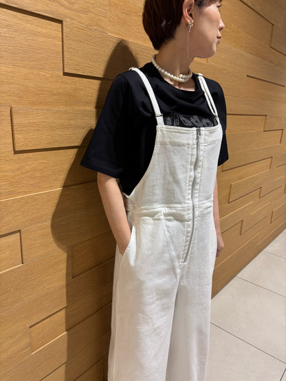 前ファスナーデニムサロペット