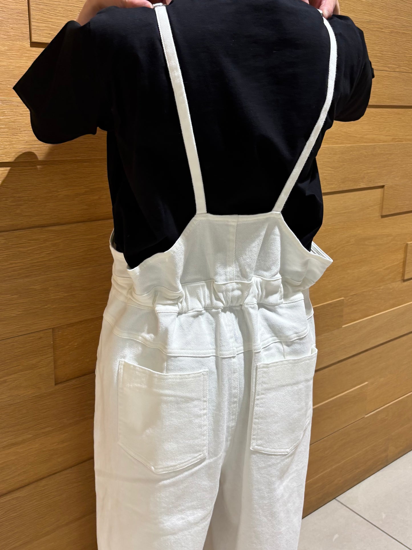 前ファスナーデニムサロペット