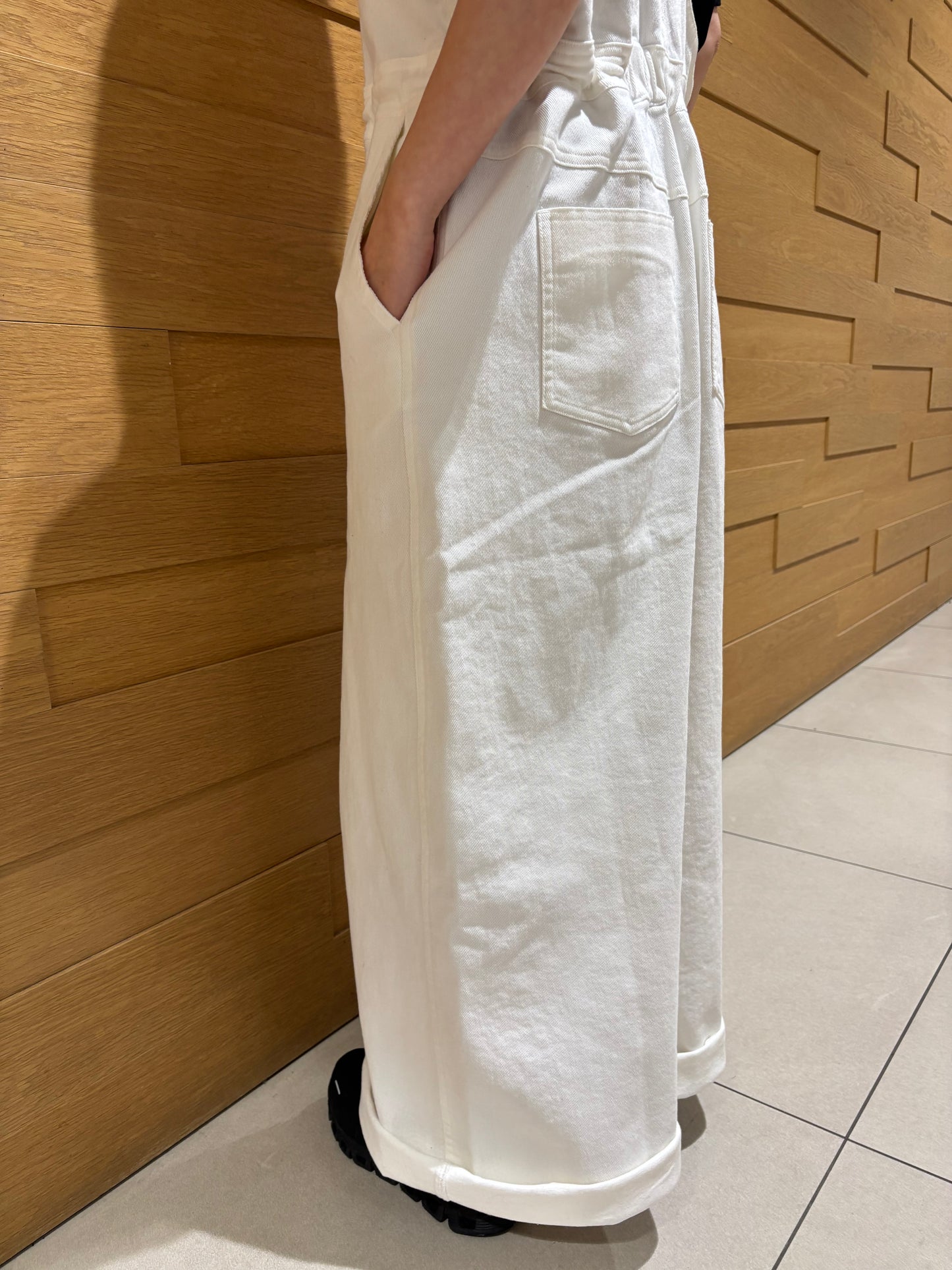 前ファスナーデニムサロペット