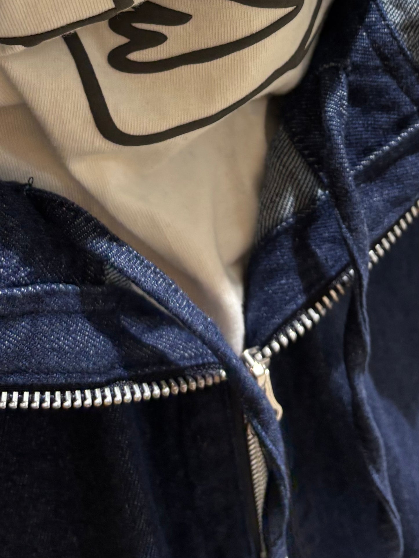 前ファスナーデニムサロペット